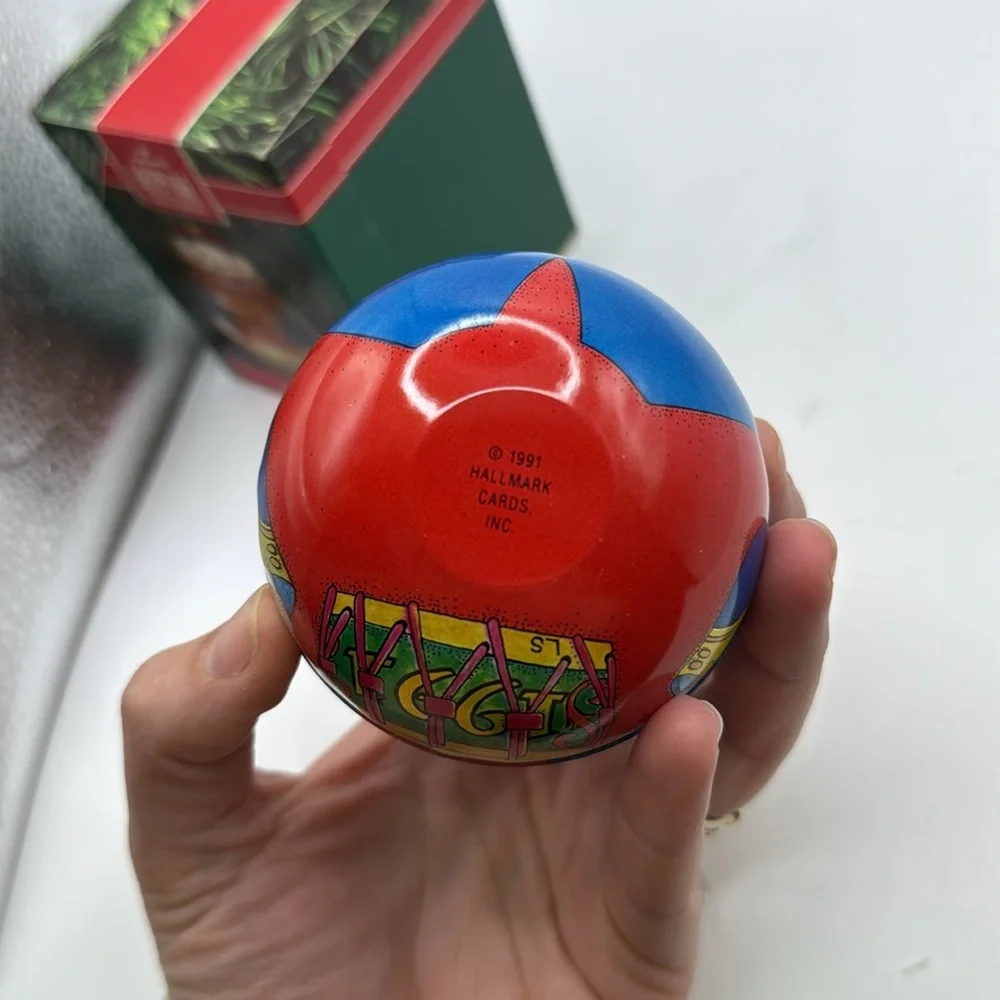 Vintage Hallmark Jolly Wolly Soldier Keepsake Christmas Ornament Tin Container